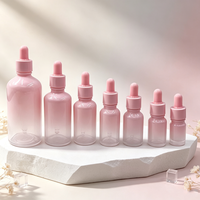 Flacon compte-gouttes en verre rose dégradé pour huiles essentielles, 5 ml, 10 ml, 15 ml, 20 ml, 30 ml, 1 oz, 50 ml, 2 oz, 100 ml, avec bouchon rose