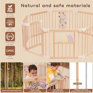 Grand parc en bois personnalisé pour bébés et tout-petits terrains de jeu intérieurs avec barrière de sécurité pour la maison, la chambre à coucher, le centre commercial, la salle de sport - Product Image 3
