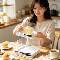 Boîte carrée en PET de qualité alimentaire jetable pour gâteau avec gaufrage, boîte à pâtisserie de 50g, emballage plastique pour produits de boulangerie