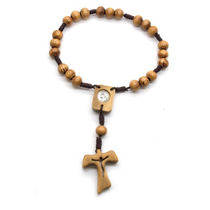 Bracelet en perles de bois de pin en forme de croix avec design de chapelet pour cadeau, bijoux unisexe, origine Yiwu RB 291 - Product Image 3