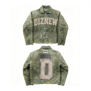 Jaket Denim DiZNEW 2025 Premium Heavyweight Denim dengan Cucian Vintage dan Efek Aplikasi Tangan dari Produsen Jaket Denim Pria - Product Image 3