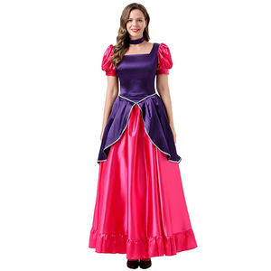 Robe de princesse pour femmes de style européen, violette et rouge, à manches longues, tenue assortie parent-enfant, costume d'Halloween - Product Image 2