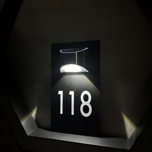 Modern Solar Powered Hot Selling Home Decor POD Acrylic Solar Doorplate Metal Printing <b>Light</b> House Number Sign - Product Image 5