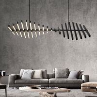 Lampu Gantung Chandelier 30 Kepala Model Tulang Ikan Akrilik Panjang Desain Modern untuk Ruang Tamu, Populer, dengan Basis Bohlam E26 dan Peredupan Tanpa Tingkat