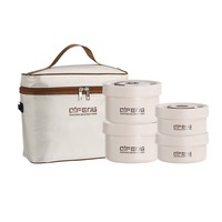 Boîte à Lunch Électrique Chauffante Portable 2/3/4 Niveaux, Conteneur Chauffe-Plat Empilable Anti-Fuite avec Sac Isotherme