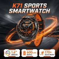 Reloj Inteligente K71 con Linterna LED, Proveedor de Fábrica, Pantalla Redonda AMOLED de 1.6 Pulgadas, Batería de 600 mAh, Reloj Deportivo Resistente