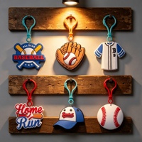 Porte-clés en caoutchouc PVC avec logo personnalisé 2D/3D sur le thème du club sportif de baseball, livraison rapide, cadeaux promotionnels, impression UV