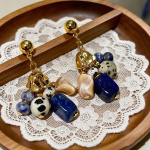 Boucles d'oreilles pendantes en lapis-lazuli plaquées or, style bohème, pour femmes, à porter au quotidien, avec pampilles en pierre naturelle - Product Image 3