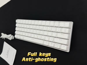 Teclado mecánico blanco con cable OUTEMU 60 por ciento Gamer 61 teclas Teclado compacto para PC con interruptor rojo para juegos - Product Image 5