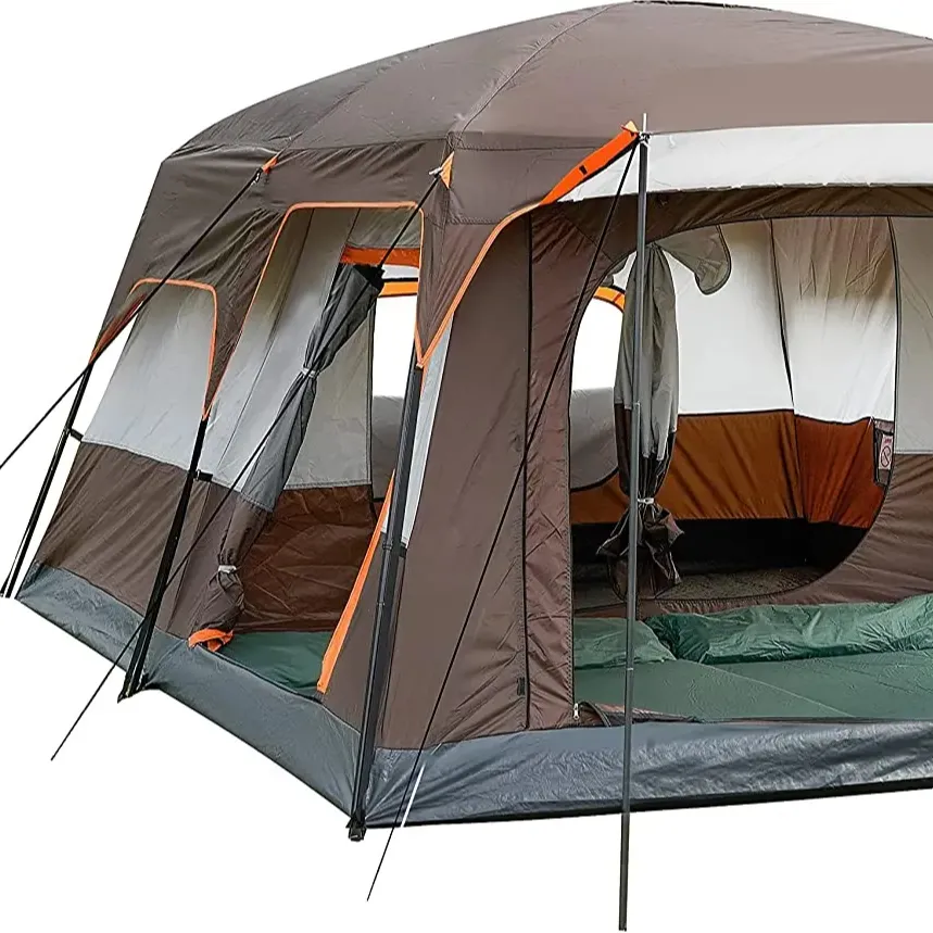 2 Kamers 1 Woonkamer Waterdichte Extra Grote Ruimte 8 Tot 12 Personen Draagbare Familie Outdoor Camping Tent