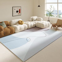 Tapis de salon en polyester à poils ras, style pastoral, motif minimaliste, lavable en machine, antidérapant, pour salle à manger