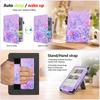 Étui en cuir PU personnalisé pour Kobo Clara Colour avec sangle de transport et support, motif floral, pour liseuse électronique, fabrication OEM ODM
