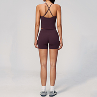Nouvel ensemble de yoga pour femmes : soutien-gorge dos croisé élégant et short taille haute amincissant pour la course et le fitness – Ensemble de sport pour femmes