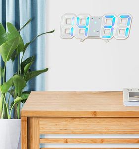 Horloge <span class=keywords><strong>murale</strong></span> LED 3D RGB EMAF Home Decor Art Time Color, néon, alarme, luminosité réglable, horloge numérique électrique de <span class=keywords><strong>table</strong></span> - Product Image 3