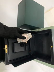 Reloj Mecánico Automático Unisex de Lujo de Acero Inoxidable 904L de Primera Calidad, Dos Tonos, Oro Rosa, Completamente Adornado con Diamantes - Product Image 5