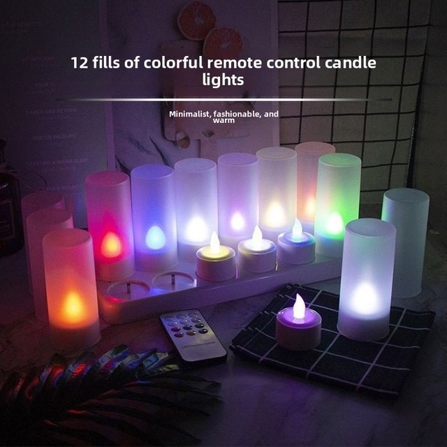 Factory Direct Supply LED Electronic Tea Light Candle Set Plastic Warm White Cup Cover Rechargeable Christmas Decorative