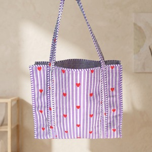 Bolso Tote de Algodón Acolchado Hecho a Mano con Diseño de Corazón, Bolso de Moda para Mujer, Bolsos Tote con Estampado Personalizado, Duraderos, Lavables y Ligeros - Product Image 2