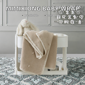 Mimixiong OEKO Tex algodón sólido tejido Swaddle ropa de cama para bebés recién nacidos con borde de concha de ganchillo manta de punto moderna - Product Image 3