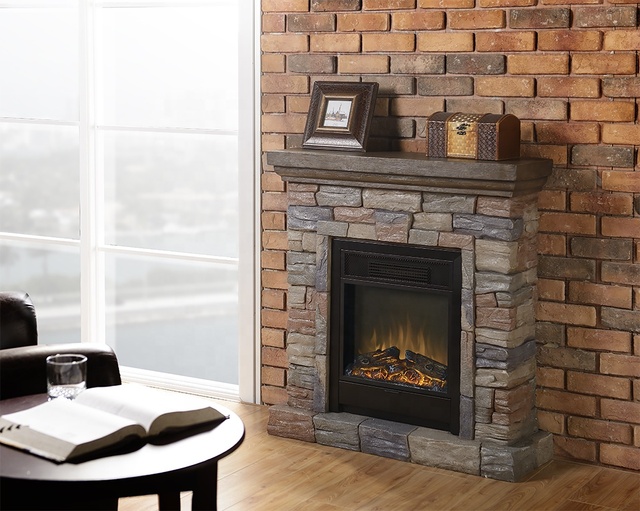 European Polystone Mantel Electric Fireplace or with Remote Control