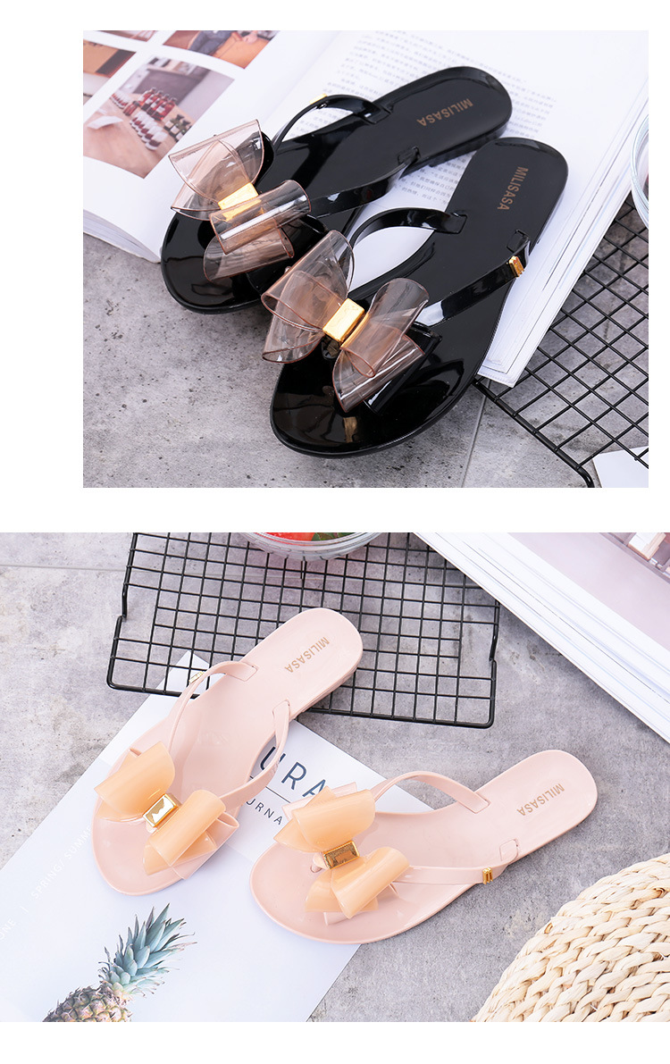 Ladies Bow Shoes Outdoor Flat Platform Sandals PVC Sole for Sandals Slippers Women
