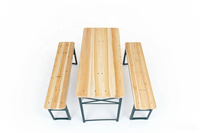 Ensemble table et banc pliants en bois de sapin massif robuste, table de pique-nique 116 cm pour extérieur, patio, fête, jardin, brasserie