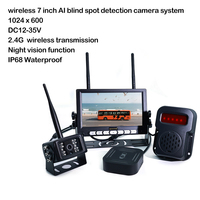 Caméra de recul sans fil AI BSD de 7 pouces avec vision nocturne et haut-parleur d'alarme, système de surveillance par caméra de recul pour voitures et camions