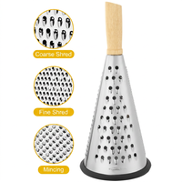 Râpe à fromage en acier inoxydable 3 faces avec manche en bois, éplucheur manuel de fruits et zester, outils de cuisine domestique G