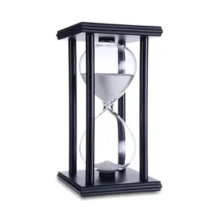 La migliore vendita clessidra di legno 45 60 minuti di sabbia Timer unico orologio ora di vetro per i regali aziendali