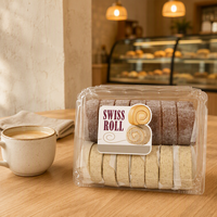 Étiquette personnalisée en vinyle imperméable pour boulangerie, autocollant alimentaire adhésif permanent pour boîte à gâteau roulé (type clamshell)