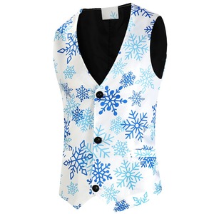 Autumn Winter New <strong>Men's</strong> <strong>Christmas</strong> Print Plus Size Slim Fit Casual Suit <strong>Waistcoat</strong> Vest Gilet Tops Outwear Clothing - Product Image 5