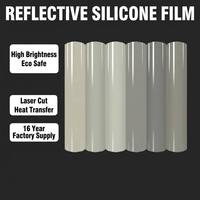 Film de lettrage en silicone réfléchissant argenté haute luminosité, écologique, transfert thermique, logo découpé au laser, vêtements OEM ODM