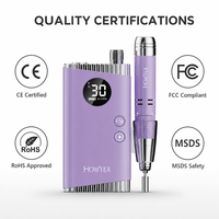 HOWYEA Portable chez les tampons professionnels Podologie Manucure Bonne note Cuticule Tenue Mèches Creuses Maison la Perceuse à Ongles One Touch