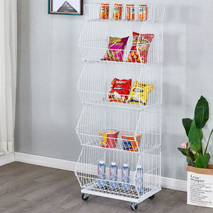מדפי סופרמרקט מדפי מתכת סל סל חוטי הצגת סלי אחסון - Product Image 5