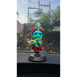 Ídolo de Bhakti Bansidhar Pintado a Mano (Acabado Azul), Obra Artística Espiritual Detallada para el Templo del Hogar, Escritorio de Oficina, Tablero de Coche y Regalo - Product Image 6