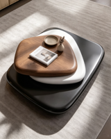 Table basse de luxe en bois massif rotative à 360° avec plateau pivotant fluide, mobilier moderne pour salon, durable, écologique, personnalisable OEM