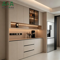 Buffet réfrigérateur intégré SLS gain de place, taille personnalisable, étagères réglables, armoire de rangement pour collations, idéal pour petit condo ou bar à domicile