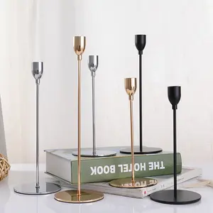 Conjunto de 3 peças de suporte de velas, candelabro moderno de ouro rosado e metal