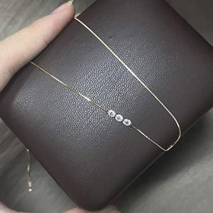 Collar de Plata de Ley S925 con Tres Diamantes, Diseño Exquisito con Luz Concentrada, Sensación de Lujo Dulce y Sofisticado - Product Image 3