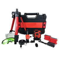 Kit de niveau laser à commande à distance avec trépied, 4 sources lumineuses, fonctionnement sensible et angle réglable