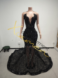 Ocstrade Listo para Enviar - Contacta Antes de Ordenar Vestido de Noche Negro Personalizado <span class=keywords><strong>con</strong></span> Pedrería Elegante Vestido de Gala Sirena Vestidos de Fiesta 2026 - Product Image 3