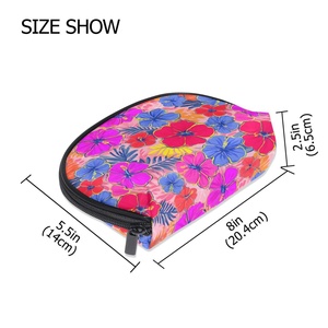 Pochette de rangement mini pour cosmétiques et maquillage, fantaisie, personnalisée, imprimée, imperméable, pour voyages en plein air, motif fleur d'hibiscus, écologique, pour filles - Product Image 3