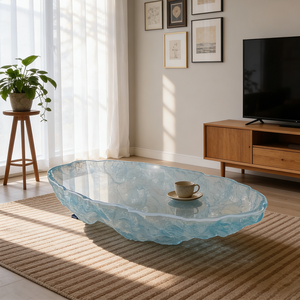 Table basse en résine bleue Sculpture artistique artisanale Meubles pour villa Salon Hôtel Chambre modèle - Product Image 1