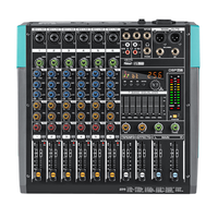 Table de mixage audio 6 canaux en métal, neuve, avec carte son intégrée, connexion USB/XLR, 256 effets de réverbération pour scène professionnelle