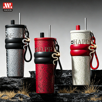 Bouteille d'eau isotherme en acier inoxydable de 710 ml, style serpent tendance, pour l'extérieur, la voiture, le travail, le thé et le café, avec paille et infuseur à thé