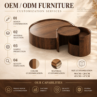 Ensemble de tables basses circulaires en forme de tambour avec plateau surélevé et pièce d'appoint plus haute pour salon et bureau