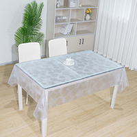 Nappe élégante en PVC avec dentelle, transparente, imperméable et résistante aux éclaboussures, protection pour table de salle à manger, fête ou banquet