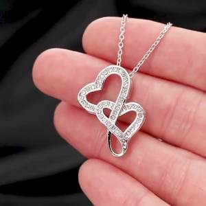 จี้เพชรซิคอนรูปหัวใจคู่ UIONEN พร้อมกล่องของขวัญและการ์ดข้อความ อุปกรณ์จัดงานปาร์ตี้ทองแดงแบบคลาสสิกที่สามารถปรับแต่งได้ - Product Image 3