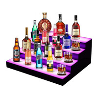Porte-vin en acrylique sur mesure pour escalier, idéal pour l'exportation |   Étagère d'affichage personnalisable à rétroéclairage LED pour bouteilles, idéale pour les usines