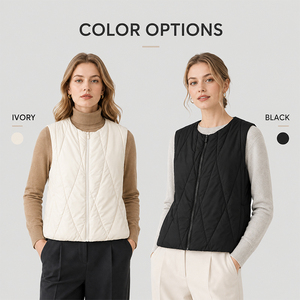 Silk <b>Cardigan</b> Warm Vest Waistcoat <b>Short</b> Slim Fit Crew Neck Sleeveless Jacket <b>Women's</b> Custom Logo Premium Soft Lightweight - Product Image 4