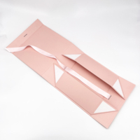 XJT Custom Logo Druck Luxus Band Griff Flip Pink Papier Geschenk box Hart karton Falt schachtel Verpackung